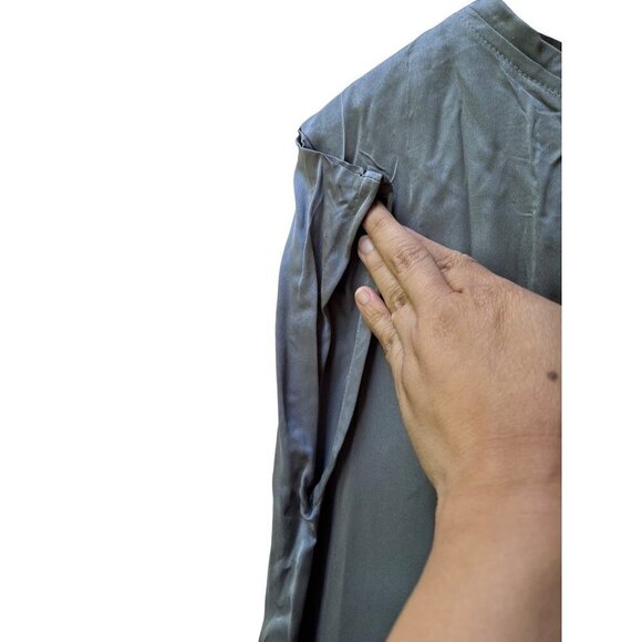 Uma Raquel Davidowicz Satin silver pewter pleated boatneck oversized tunic Small - Picture 6 of 14